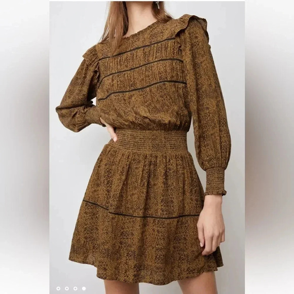 NWT Rails Faren Fit and Flare Mini Dress Sepia Python Print size Medium - Picture 1 of 12